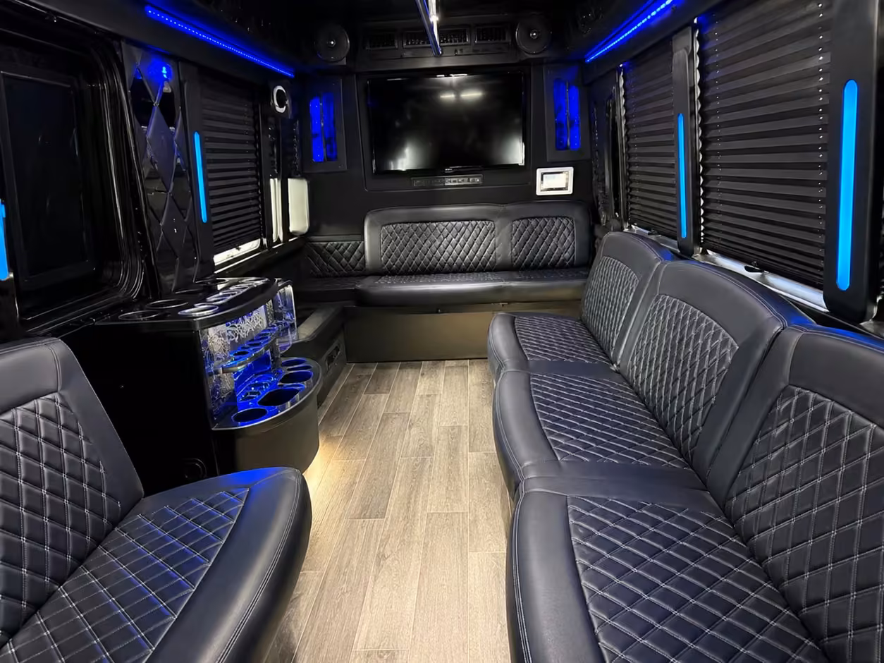 15 passenger party bus interior