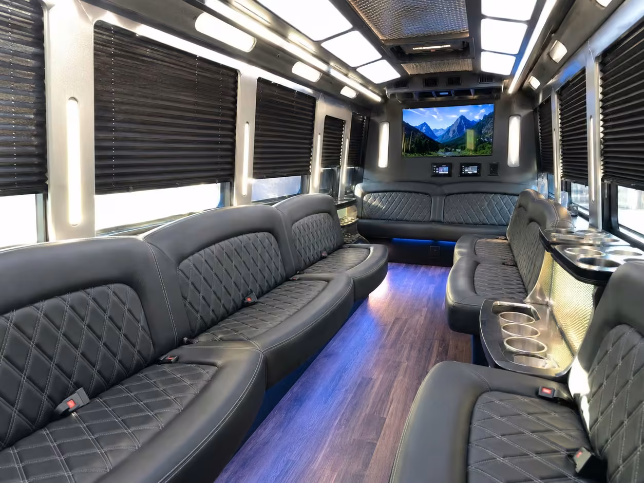 18 passenger party bus inside