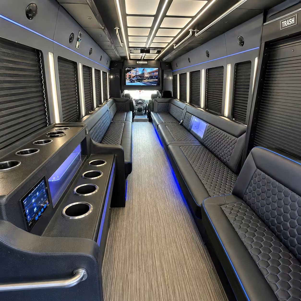 30 passenger party bus inside